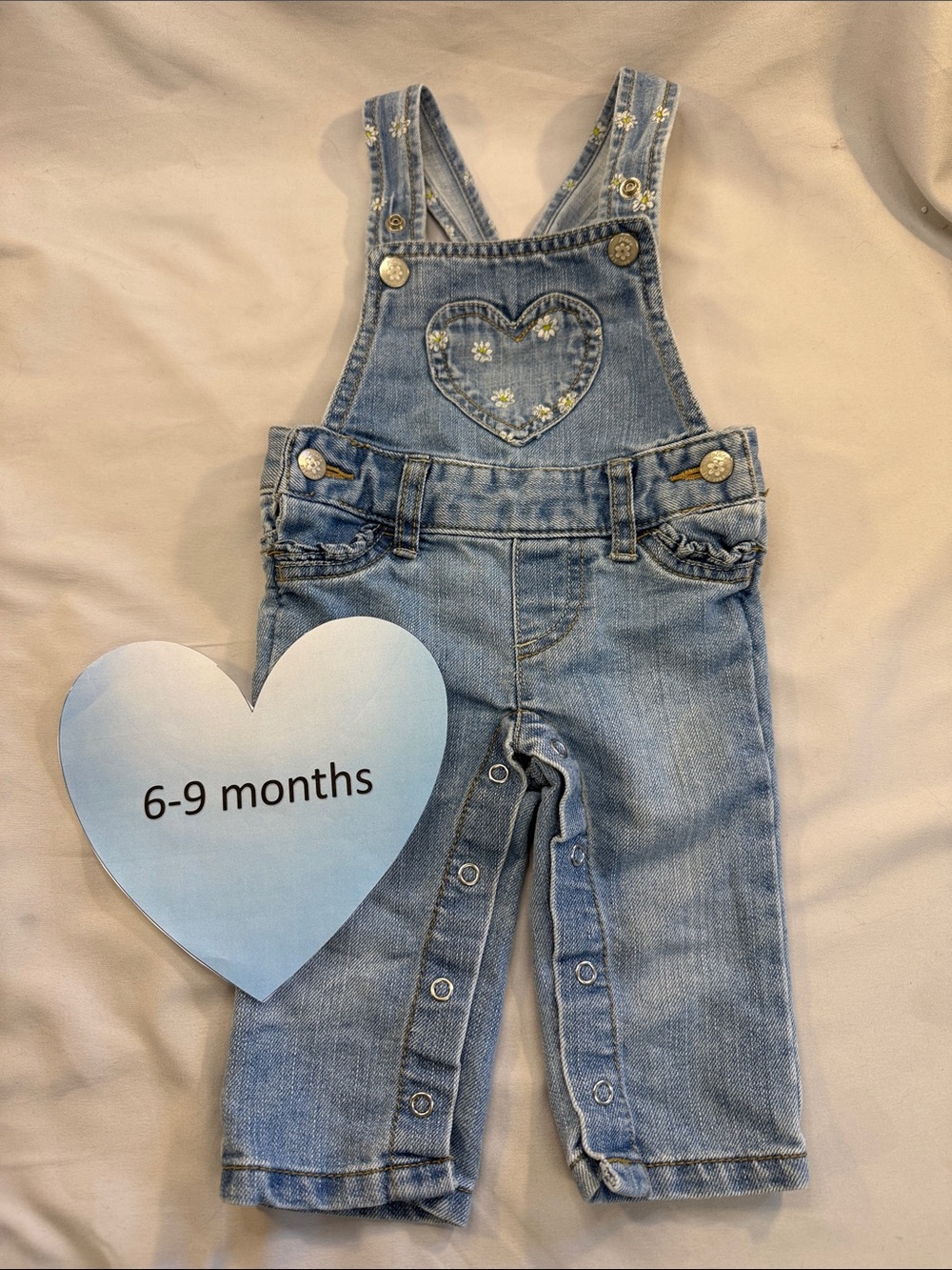1989 Place Light Blue Denim Heart Pocket Overalls